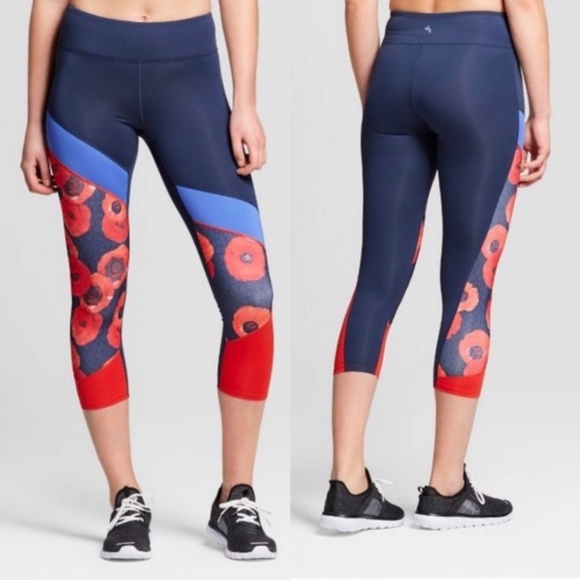 JoyLab Pants - Joy Lab Navy Floral Poppy Crop Legging XXL